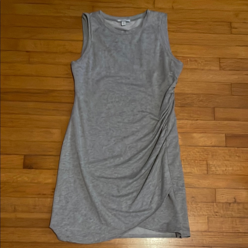 Nine West Gray Asymmetrical Ruched Sheath Dress